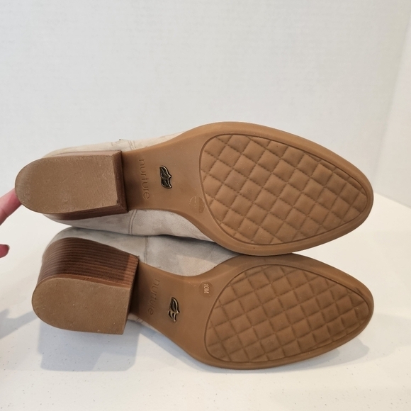 Nurture Boots Women's Size 10 Tan Leather Zip Up Ankle Boot Western Chunk Heel - Picture 4 of 15